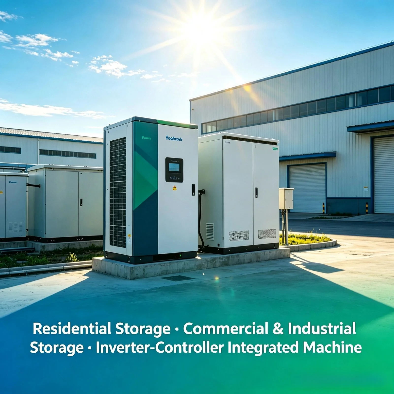 All-in-one energy storage system with solar panels on rooftop